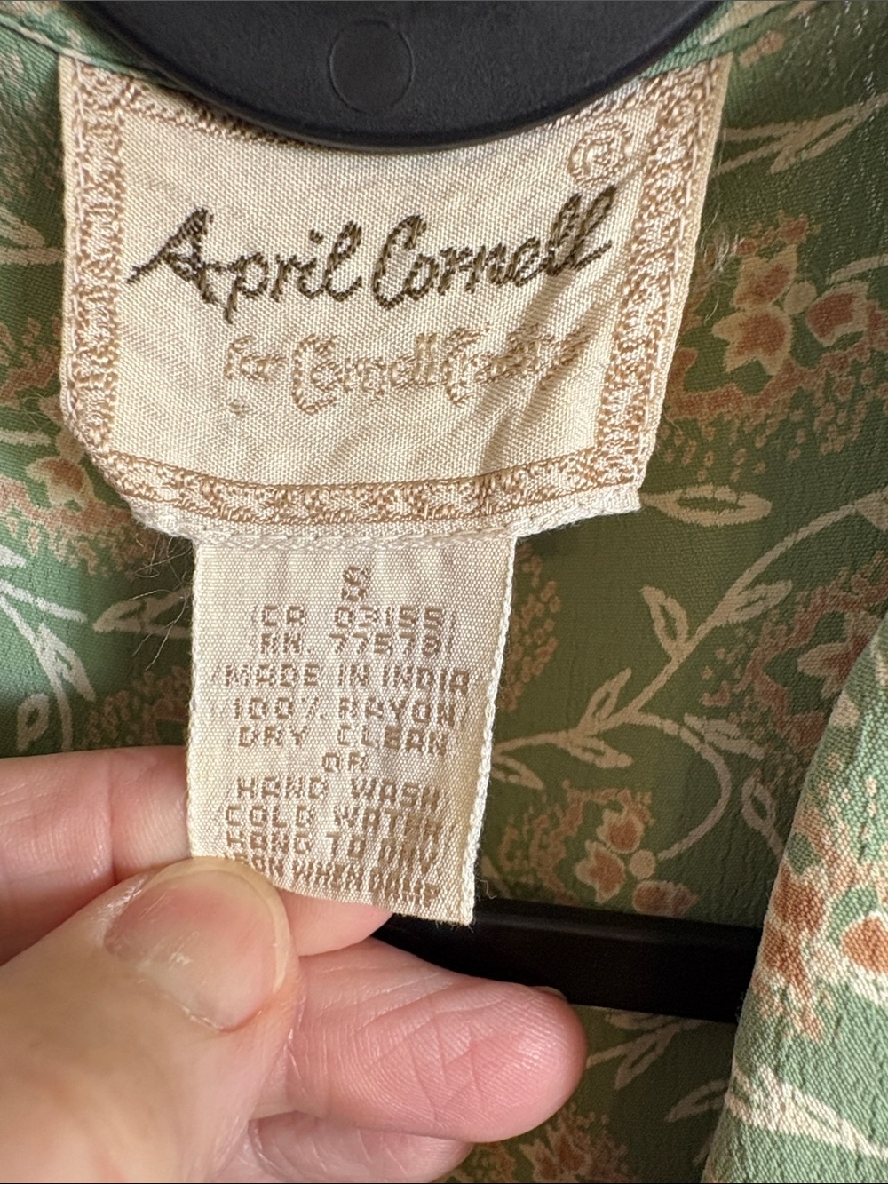 April Cornell Sage Green Floral Pintuck Maxi Dress - Picture 3 of 11